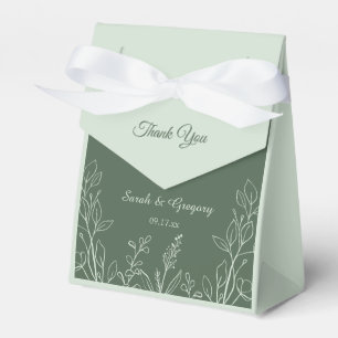  Simple Boho Floral Sage Green Favor Boxes