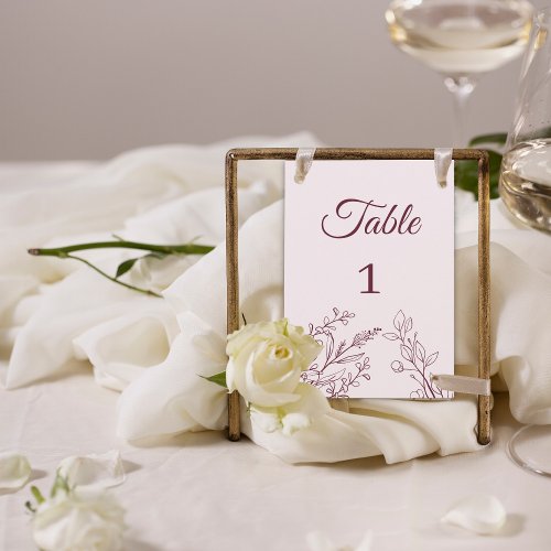 Simple Boho Floral Table Card Number