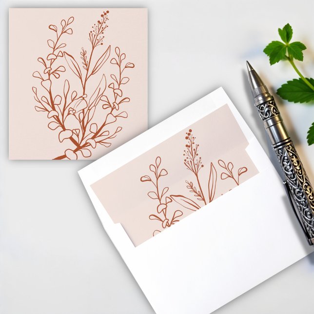 Simple Boho Floral Terracotta Envelope Liner (Creator Uploaded)