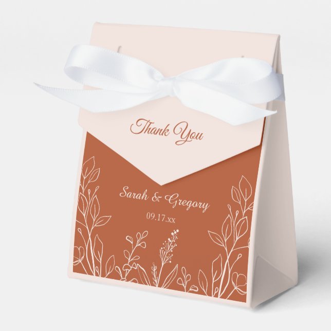  Simple Boho Floral Terracotta Favor Boxes (Front Side)