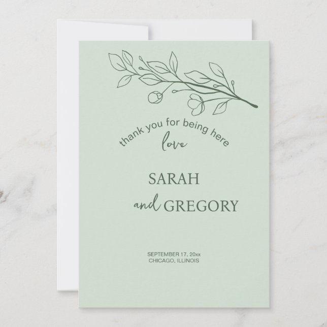 Simple Boho Floral Thank You Card (Front)