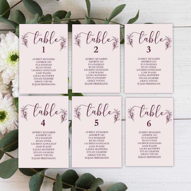 Simple Boho Floral Wedding Seating Chart Cards  (Creator Uploaded)