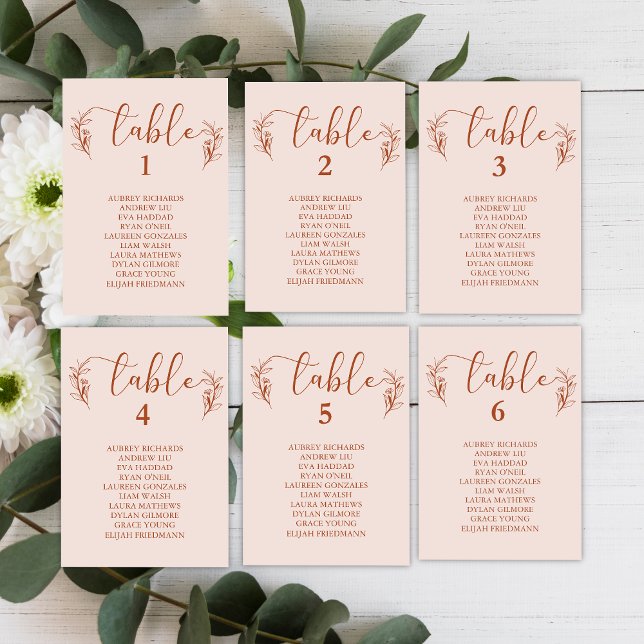 Simple Boho Floral Wedding Seating Chart Cards  (Creator Uploaded)