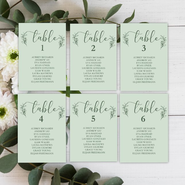 Simple Boho Floral Wedding Seating Chart Cards  (Creator Uploaded)