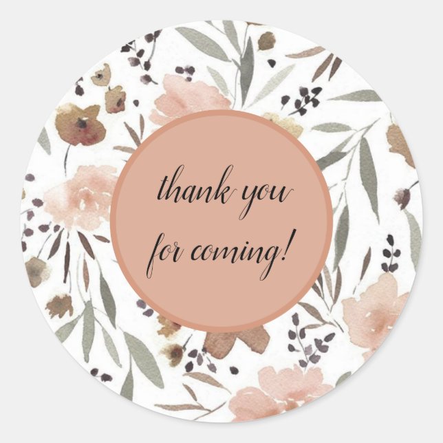 Simple Boho Flower Thank You for Coming Stickers (Front)