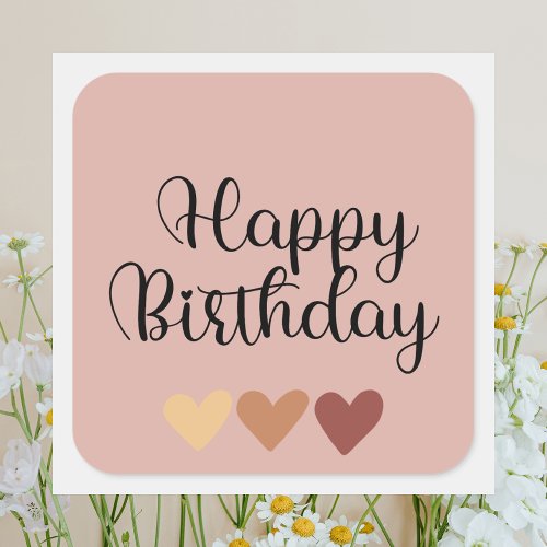 Simple Boho Happy Birthday  Square Sticker