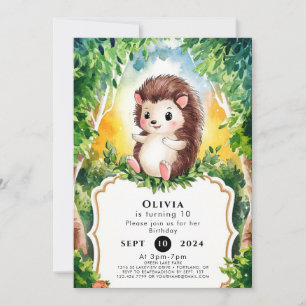Simple Boho Hedgehog Birthday Invitation