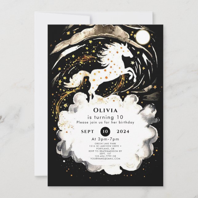 Simple Boho Horse Birthday Invitation (Front)