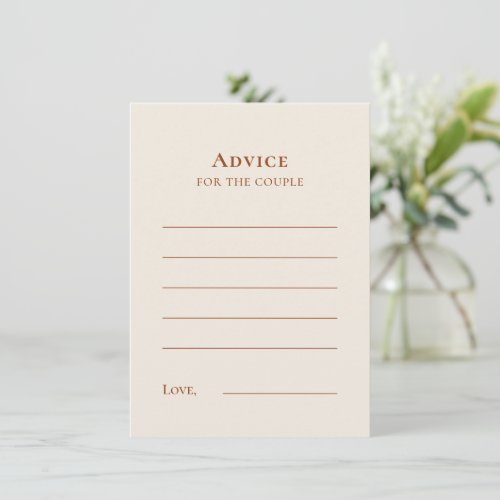 Simple Boho Ivory Wedding Advice Card