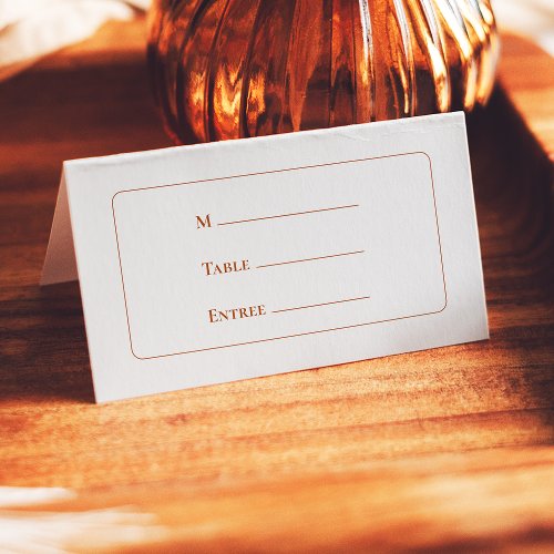 Simple Boho Ivory Wedding Entree Choice Folded Place Card