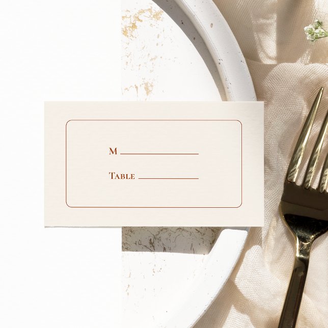 Simple Boho Ivory Wedding Flat Place Card (Creator Uploaded)