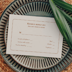Simple Boho Ivory Wedding Menu Choice RSVP