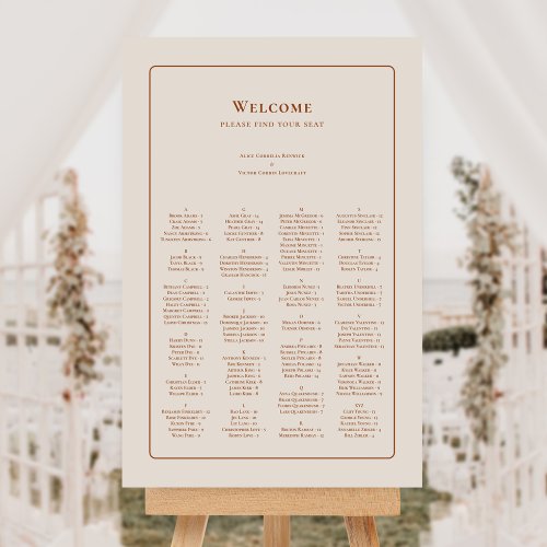 Simple Boho Ivory Wedding Seating Chart Foam Board