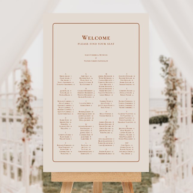 Simple Boho Ivory Wedding Seating Chart Foam Board (Creator Uploaded)