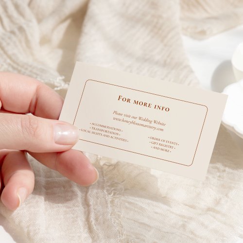 Simple Boho Ivory Wedding Website Enclosure Card