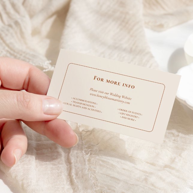 Simple Boho Ivory Wedding Website Enclosure Card (Creator Uploaded)