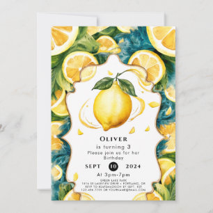 Simple Boho Lemon Birthday Invitation