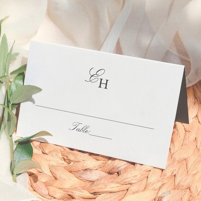 Simple Boho Minimalist Monogram Wedding Place Card (Creator Uploaded)