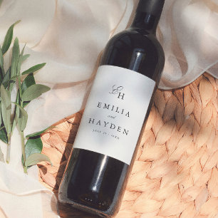 Simple Boho Minimalist Wedding Wine Label