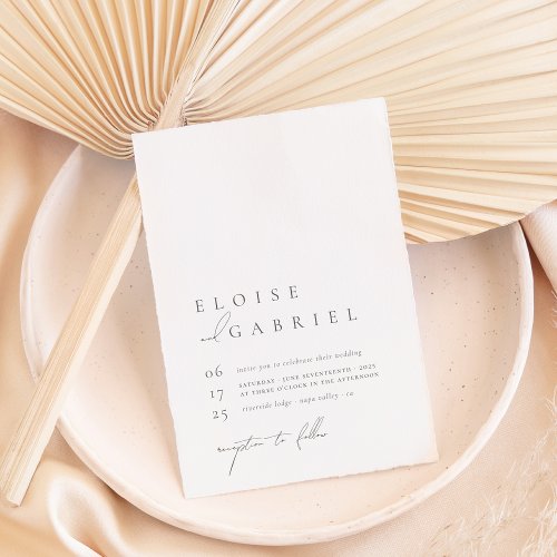 Simple Boho Modern Minimalist Photo Wedding Invitation