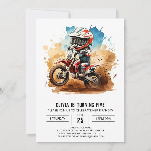 Simple Boho Motorcycle Birthday Invitation