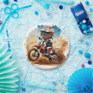 Simple Boho Motorcycle Birthday Paper Plates