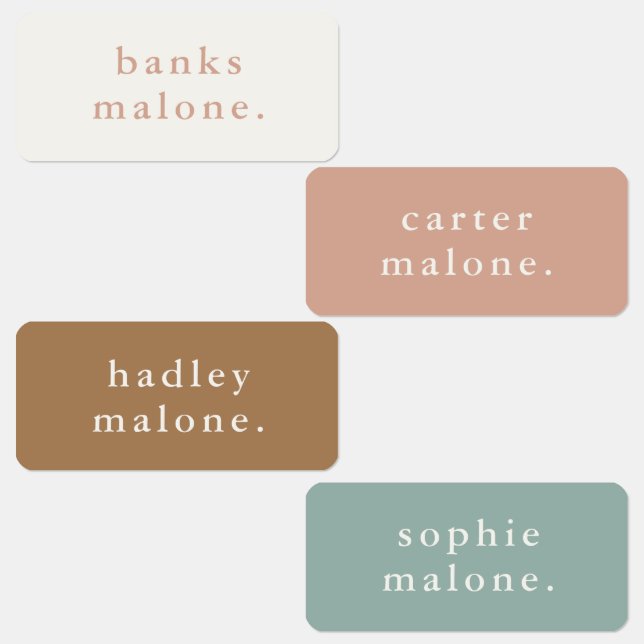 Simple Boho Name Waterproof Clothing Labels (Group)