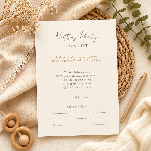 Simple Boho Nesting Party Task List Card (Creator Uploaded)