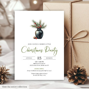 Simple Boho Neutral Botanical Rustic Christmas Invitation