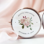 Simple Boho Neutral Watercolor Flowers | Wedding Classic Round Sticker<br><div class="desc">These simple,  elegant wedding stickers feature a boho rustic bouquet of watercolor flowers and greenery in neutral shades of peach terracotta and ivory,  on a white background with a subtle blush watercolor splash.</div>