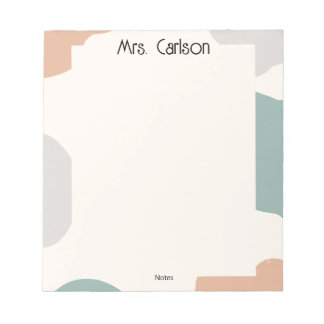 Simple Boho Pastel Colors Teacher Notepad