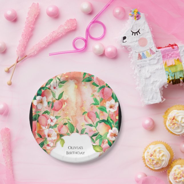 Simple Boho Peach Birthday Paper Plates (Party)
