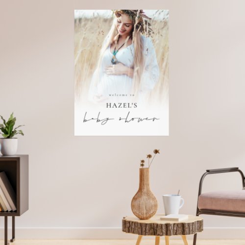 Simple Boho Photo Overlay Welcome to Baby Shower  Poster