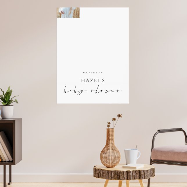 Simple Boho Photo Overlay Welcome to Baby Shower  Poster (Living Room 3)