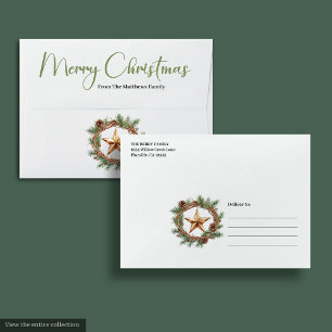 Simple Boho Pine Wreath Christmas Envelope Style
