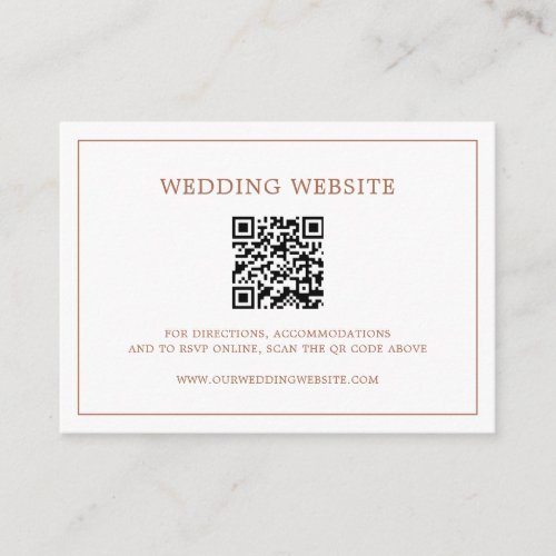 Simple Boho QR Code Website Terracotta Wedding Enclosure Card
