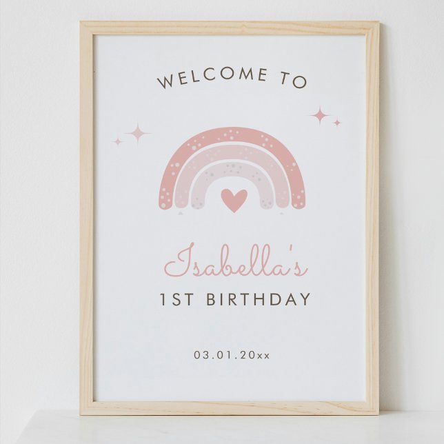 Simple Boho Rainbow 1st Birthday Welcome Sign (Creator Uploaded)