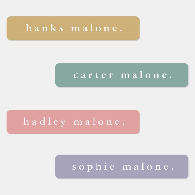 Simple Boho Rainbow Kids Waterproof Name Labels (Group)