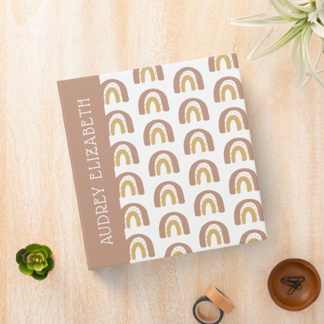 simple boho rainbow pink gold photo album 3 ring binder (In Situ)