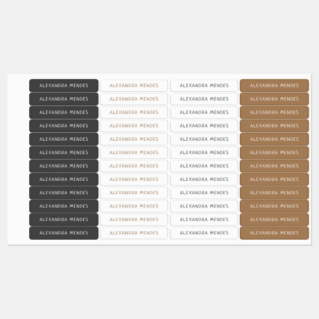 Simple Boho Rainbow Waterproof Modern Name Labels (Sheet)