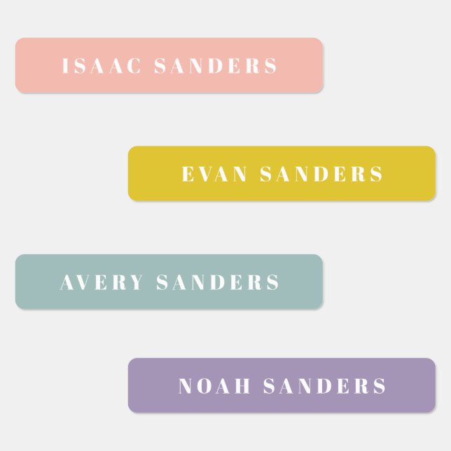 Simple Boho Rainbow Waterproof Name Labels (Group)