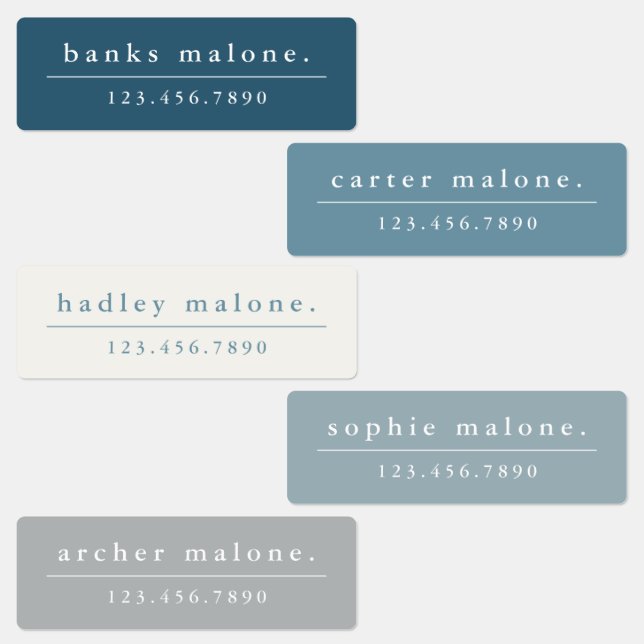 Simple Boho Rainbow Waterproof Name Labels (Group)