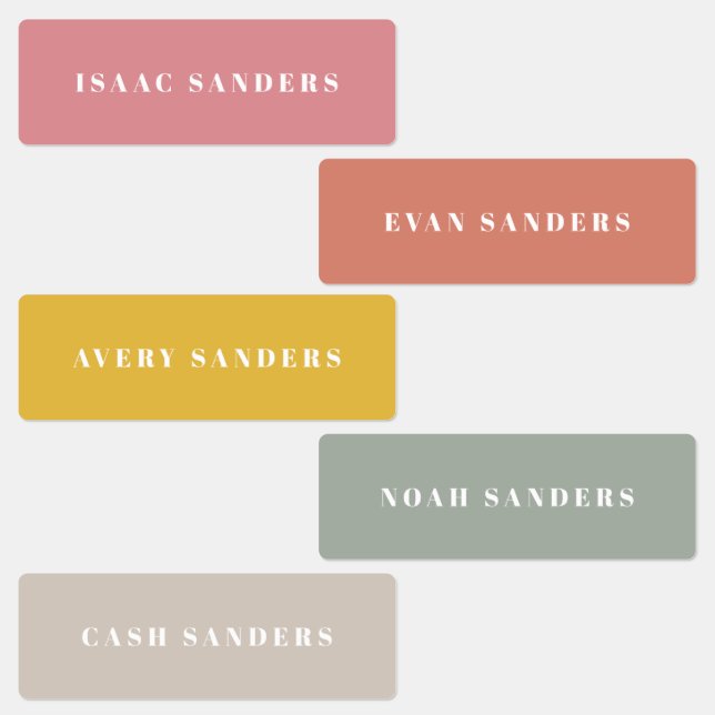 Simple Boho Rainbow Waterproof Name Labels (Group)