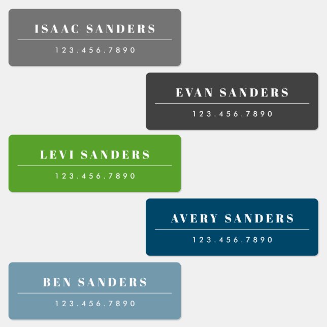 Simple Boho Rainbow Waterproof Name Labels (Group)