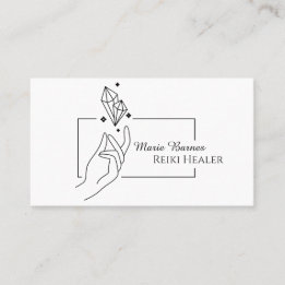 Simple Boho Reiki Healer Crystal Hand Modern Business Card