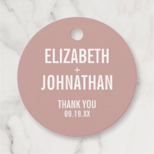 Simple Boho Rose Typography Wedding Thank You Favor Tags
