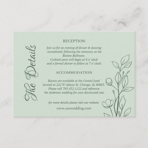 Simple Boho Ruby Wine Wedding Details Enclosure Card
