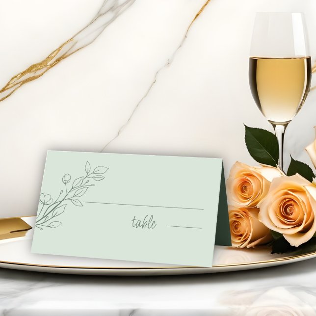 Simple Boho Sage Green, Folded  Wedding Place Card (Creator Uploaded)
