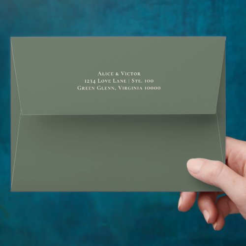 Simple Boho Sage Green Wedding Mailing Envelope