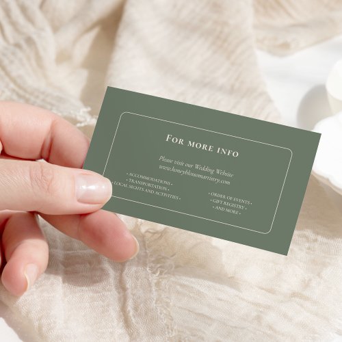 Simple Boho Sage Green Wedding Website Enclosure Card